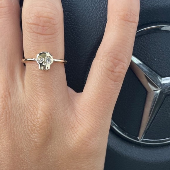 Pretty Bird Jewelry Jewelry - 14k Gold Filled Vermeil Crystal Hollywood Forever Skull Ring